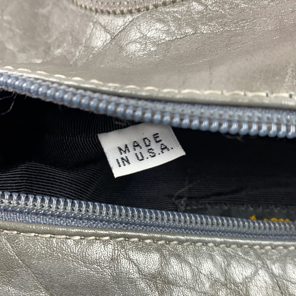 VINTAGE 70’s CARLOS FALCHI Gray Leather Crossbody Bag - Picture 11 of 17